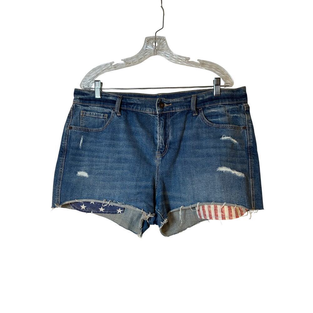 OLD NAVY Women’s Patriotic Distressed Jean Shorts / Size: 14